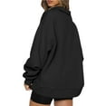 thumbnail image 4 of hirigin Women Quarter Zip Sweatshirts Solid Color Loose Casual Long Sleeve Pullover Tops Autumn Streetwear, 4 of 5