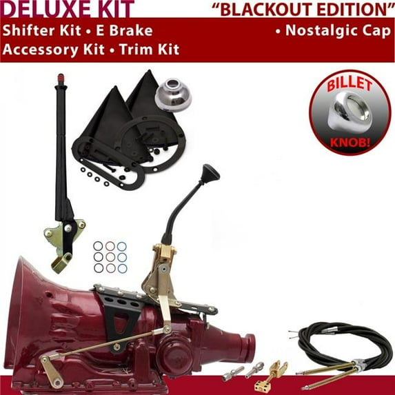 American Shifter TH350 Shifter Kit Black 8 in. E Brake Cable Trim Kit for EDFA2