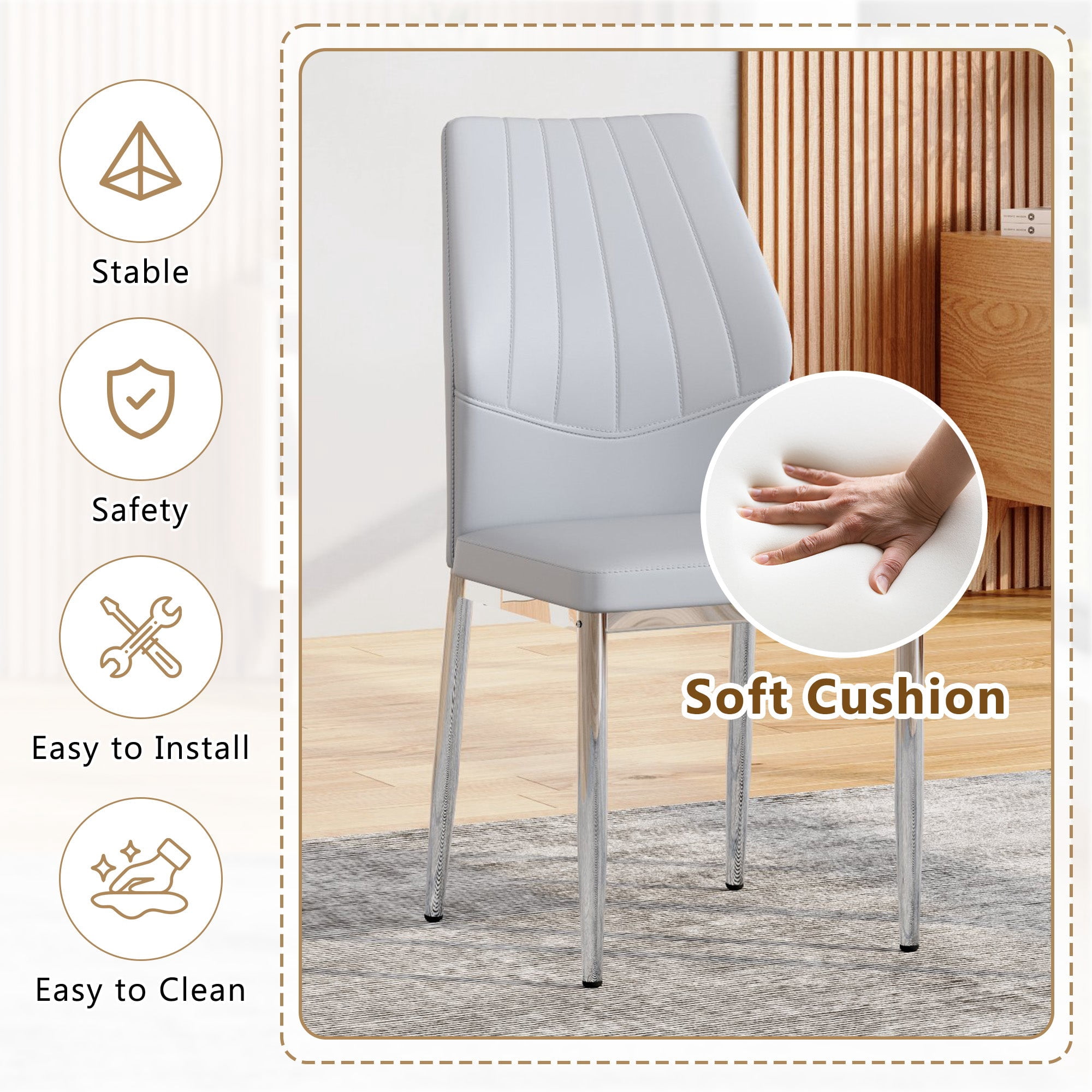 Sailvan Dining Chairs - 37 Inch Ergonomic PU Backrest