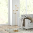 thumbnail image 2 of Evelyn&Zoe Basso 3-Light Torchiere Floor Lamp with Glass Shade, Brass/Clear, 2 of 2