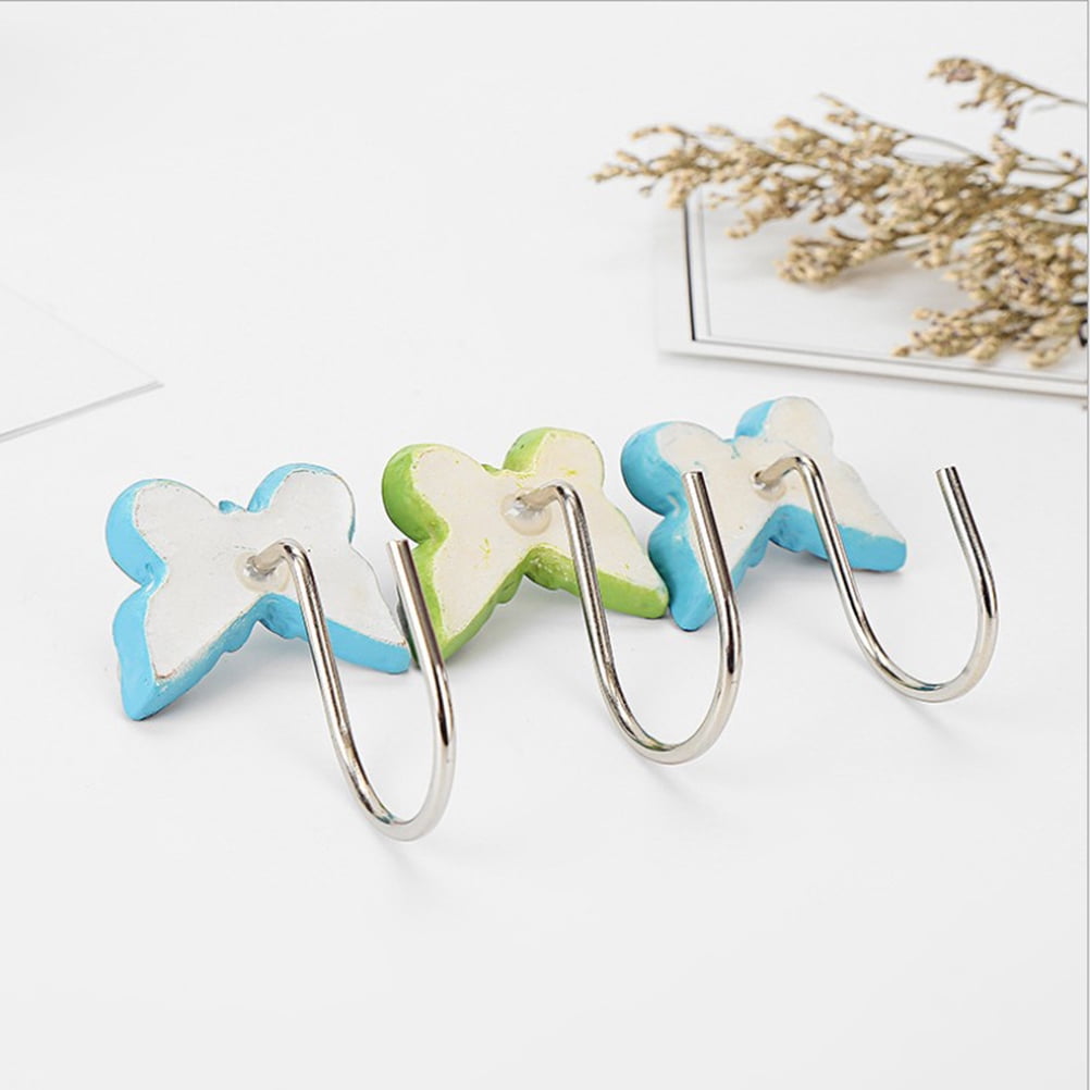COSMOBETTY 12Pcs Resin Shower Hooks Butterfly Shape Blue Green For Bathroom Curtains Homeowners