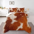 thumbnail image 2 of Manfei Farm Cowhide King Size Comforter Sets,Rustic Farmhouse Cabin Bedding Comforter Set,Orange Beige Cow Hide Bedding Set For Men Women,Ultra Soft Home Decor,3pcs, 2 of 8