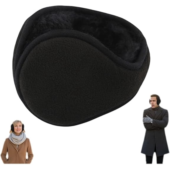 Unisex Behind-the-Head Winter Ear Muffs, Warm Ear Warmers for Men Women, Ideal for Cold Outdoor Activities(LR Black 1 PC)
