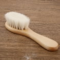 thumbnail image 2 of Natural Wool Baby Wooden Brush Comb Newborn Hair Brush Infant Head Massager, 2 of 6