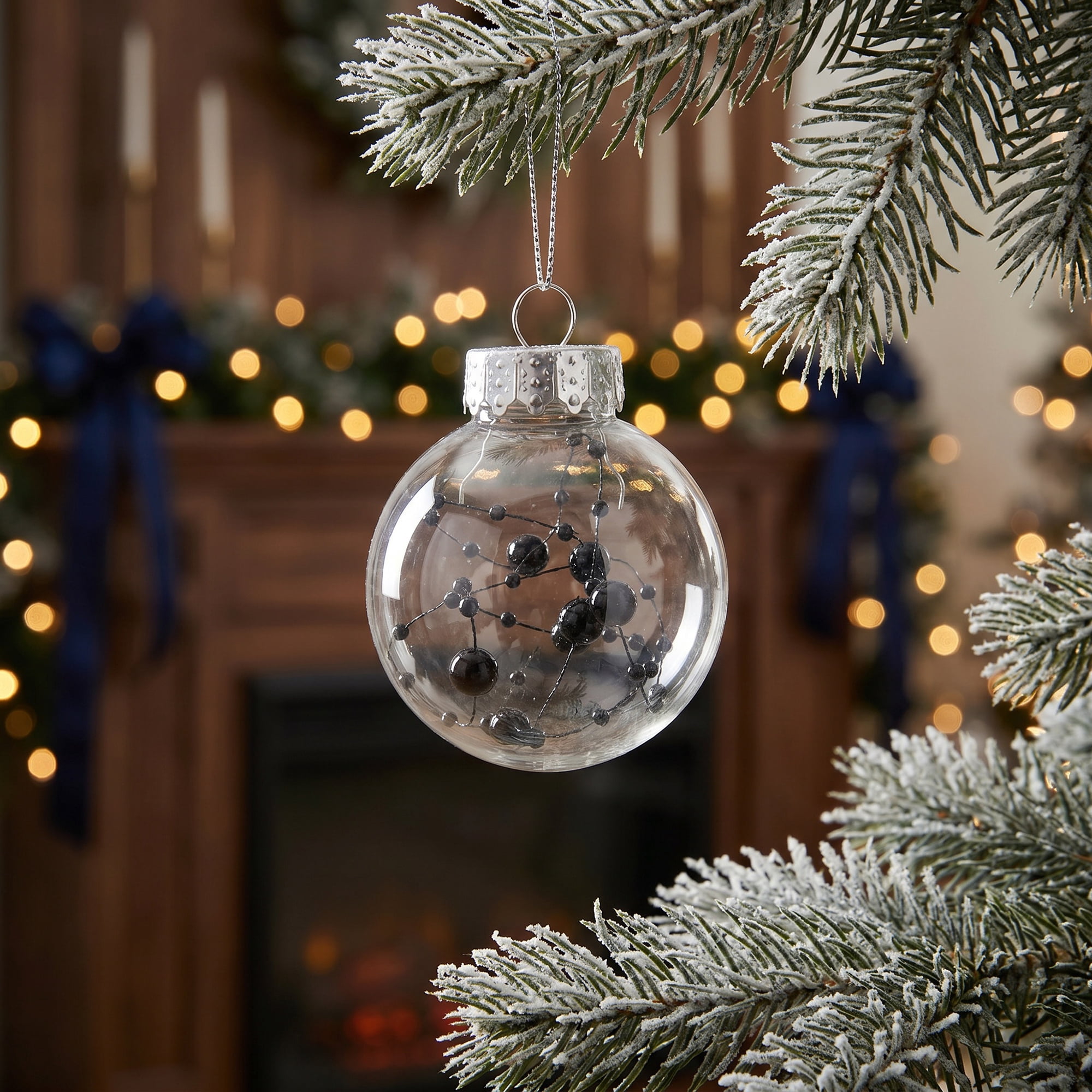 Unique Bargains Christmas Tree Ornaments - 24 Pack Hanging Baubles Shatterproof Balls Black 2.4"