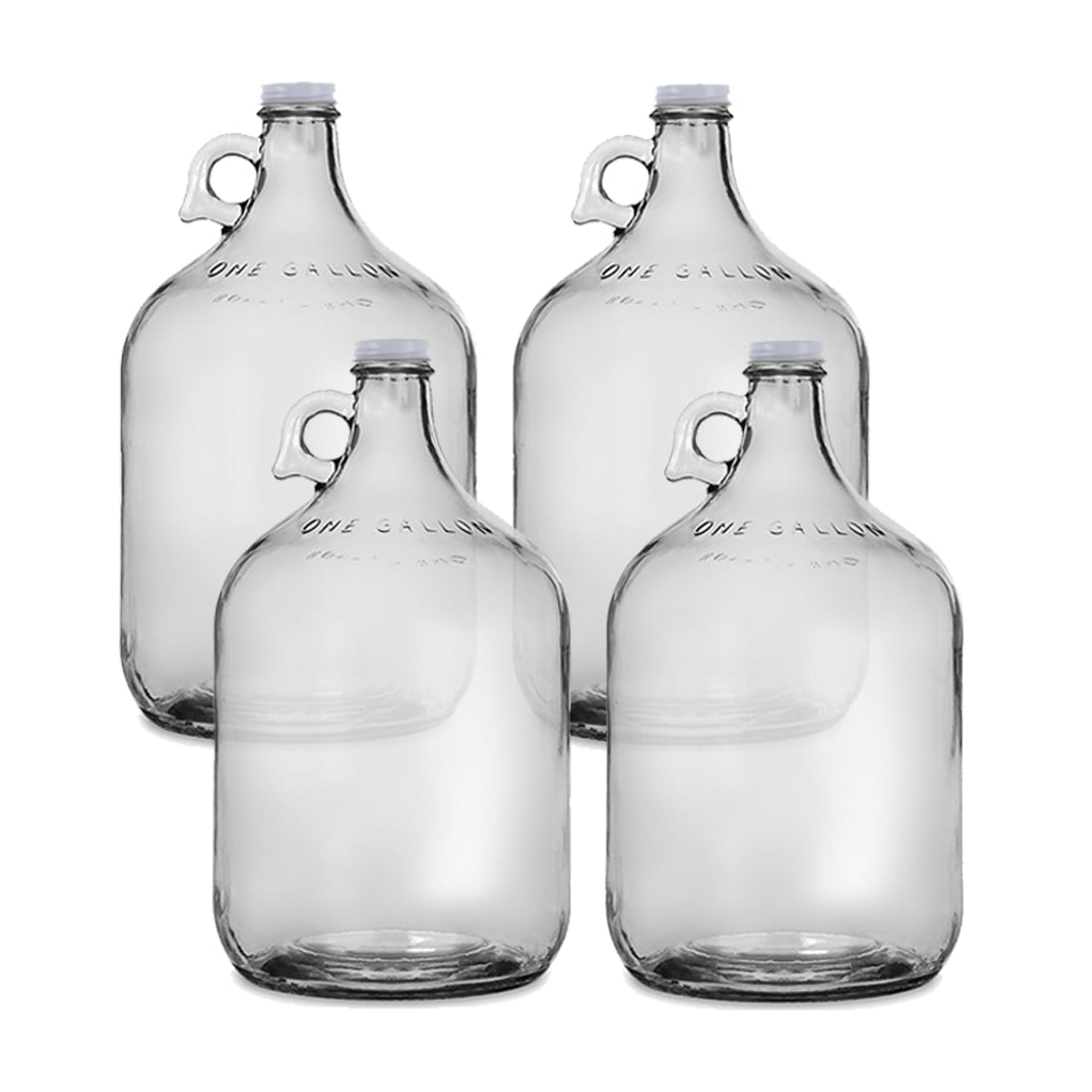 1 Gallon Glass Jug with white caps 4/pack 