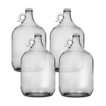 Glass Water Bottle, Includes 38 mm Metal Screw Cap, 1 gal Capacity (Pack of 4)