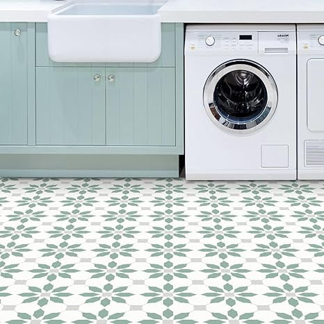 MORCART 7.87" x 7.87" Peel and Stick Floor Tile, 20 PCS Self-Adhesive DIY Vinyl Flooring for Renters, Removable and Waterproof Tile Sticker for Bathroom, Kitchen, Staircase (Aqua Blue)