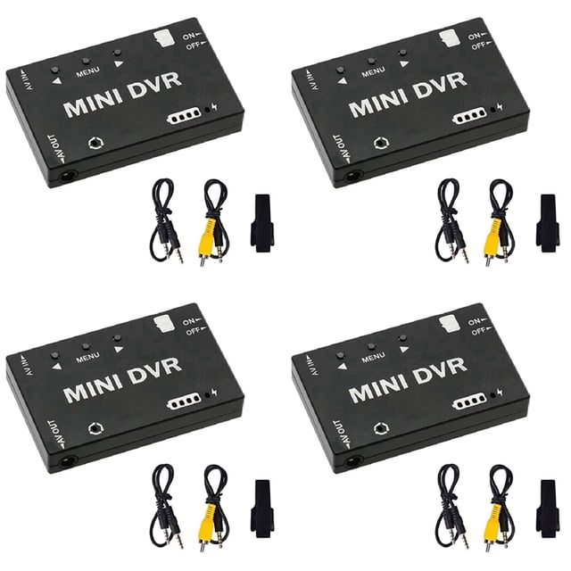 4X Módulo Mini DVR Conmutable NTSC/PAL, Grabador de Vídeo y Audio FPV con Batería Integrada para Modelos RC, Aviones y Drones de Carreras.