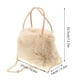thumbnail image 3 of Bolso de mano de piel sintética de gran capacidad para mujer con cadena de perlas, bolso de hombro de felpa, elegante bolso de noche beige, 3 of 8