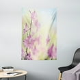 thumbnail image 1 of Floral Tapestry, Larkspur Petals with Bokeh Backdrop Summer Season Botany Bouquet Image, Wall Hanging for Bedroom Living Room Dorm Decor, 40W X 60L Inches, Baby Pink Pale Green, by Ambesonne, 1 of 2