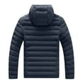 thumbnail image 6 of Herrnalise Men's Fashion Autumn And Winter Stitching Warm Hooded Casual Jacket Cotton Clothes Dark Blue, 6 of 7