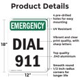 thumbnail image 2 of (2 Pack) Dial 911 OSHA Emergency Sign 12 Inch X 18 Inch Indoor / Outdoor Rust-Free Aluminum Metal Signs for Workplace, Workshop, and Construction Site, Made in the USA, 2 of 8