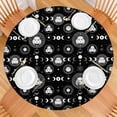 thumbnail image 2 of Black Gothic Moon Star Face Pattern Round Fitted Tablecloth with Elastic Edge,Dining Table Cover Waterproof,Outdoor Round Tablecloth for Camping,Dining,Indoor and Outdoor, 2 of 7
