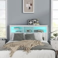thumbnail image 2 of MONSLIPA Bookcase Headboard with LED Light and Remote, Wood Full Queen Bookcase Headboard with Storage Shelf White, 2 of 5