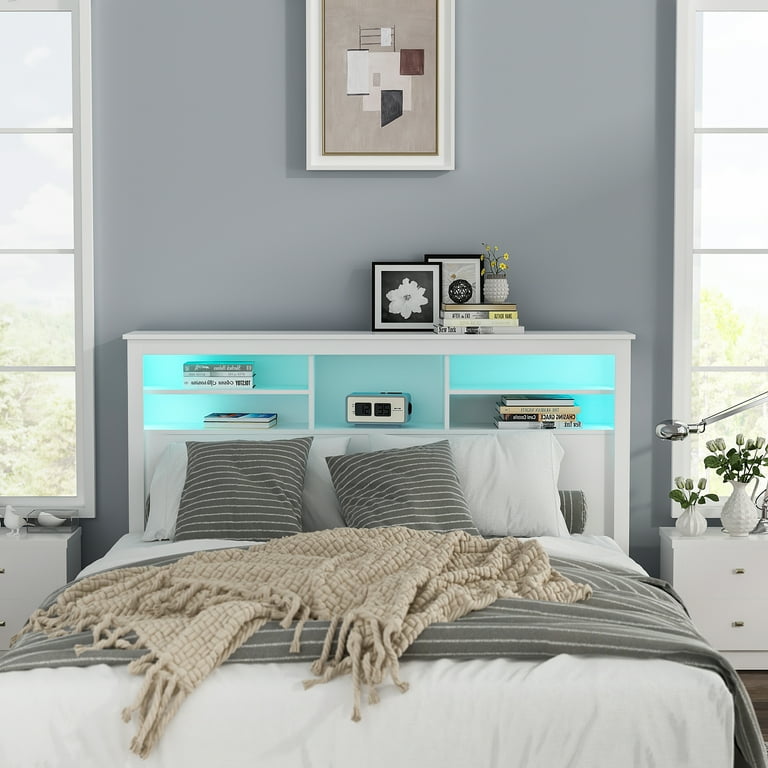 Headboard with shelves full deals