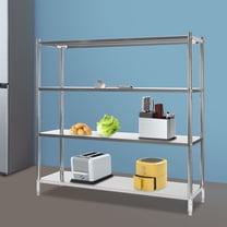 Silver Stainless Steel 59.1x17.7x61-Inch Four-Story Shelf Heavy Storage Rack Adjustable Height Shelf