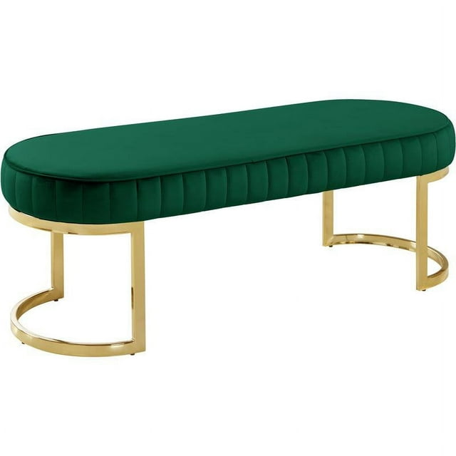 Meridian Furniture Lemar Contemporary Velvet Bench in Green