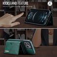 thumbnail image 4 of Magnetic Detachable Wallet Case For iPhone 12 Pro Max, 2-in-1 Folio Back Flip Kickstand Cover with RFID Blocking Credit Card Slots & Cash Bag, Shockproof TPU Bumper Phone Case, Green, 4 of 11