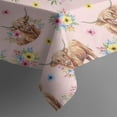 thumbnail image 4 of Pink Highland Cow Flower Pattern Rectangle Tablecloth 60"x120",Waterproof Polyester Rectangle Table Cloth, Wipeable Spillproof Polyester Tablecloth for Dining, Camping, Indoor and Outdoor, 4 of 6