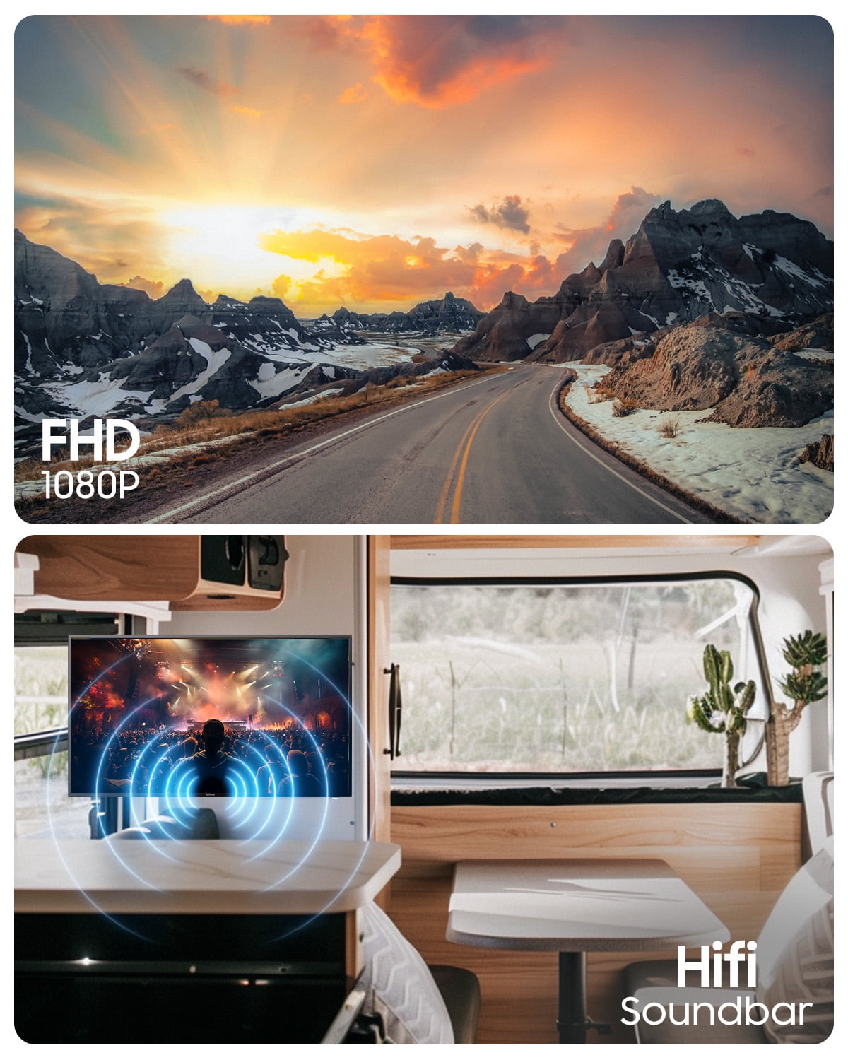 SYLVOX 40" Smart RV TV with Wall Mount, 12 Volt TV 1080P Google TV ATSC NTSC WiFi Bluetooth HDMI USB, AC/DC Powered, for RV Camper Van (Vehicle Series)