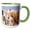 Green/White, variant on 3drose, Vermillion Flycatcher in Mesquite Tree, Pima County, Arizona., 11oz Two-tone Yellow Mug