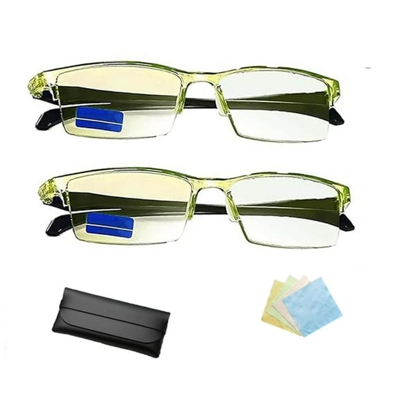 Self Adjusting Glasses For Women Men, 2 pair Self Adjusting Eyeglasses,Color-Changing Intelligent Zoom Anti Blue Light Presbyopia Glasses,Smart Blue Light Adjusting Glasses For Reading