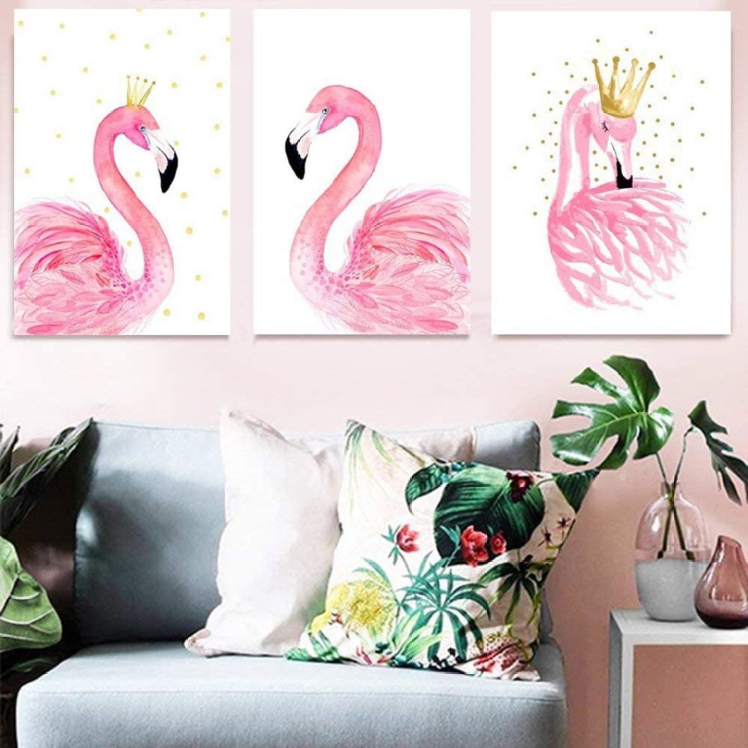 Pink Flamingo Art Oil Painting Print Canvas Picture Home Wall Room Decor L 