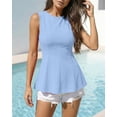 thumbnail image 3 of BTFBM Womens Summer Tops Business Casual Outfits Crew Neck Sleeveless Shirts Slim Fit Peplum Tank Top, 3 of 9