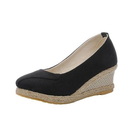

Women Wedges Shoes Closed Toe Espadrille Hessian Mid Heels Sandals Casual Fashion Platform Summer Sandal Walking Shoes