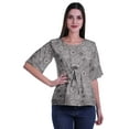 thumbnail image 2 of Moomaya Printed Round Neck Top For Women Elbow Sleeve Blouse Tunic Formal Wear, 2 of 6