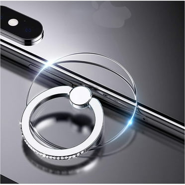 2 Pcs Transparent Phone Ring Stand Holder Cell Phone Ring Holder Finger Grip 360 Degree Rotation (Silver & Diamond-3)