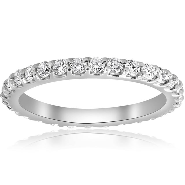 Bague d'Éternité en Diamant 1 Ct en Or Blanc 14 K pour Femme, Alliance Empilable