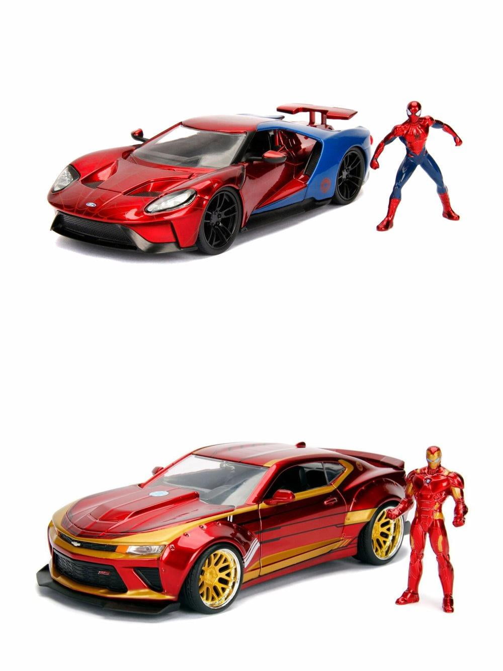 Marvel Superheroes Diecast Toy Car Package Two 1/24 Scale Diecast Model Cars w/figurines