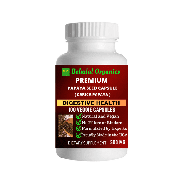 Papaya Seed Vegan Capsules 500mg â€“ 100 Count | Natural Digestive & Detox Support | Non-GMO, Gluten-Free