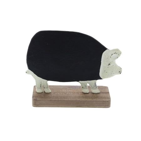 - Decmode Farmhouse 6 X 7 Inch Distressed Metal And Fir Wood Pig Chalkboard, Black