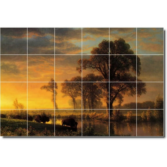 Ceramic Tile Mural-Albert Bierstadt Landscapes Painting 113. 25.5" w x 17" h using (24) 4.25 x 4.25 ceramic tiles