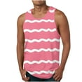 thumbnail image 3 of IYTR Mens Summer Beach Shirts Summer Sleeveless T Shirts Round Neck Regular Fit Athletic Fitness Tank Tops Casual Striped Comfy Pink L, 3 of 5