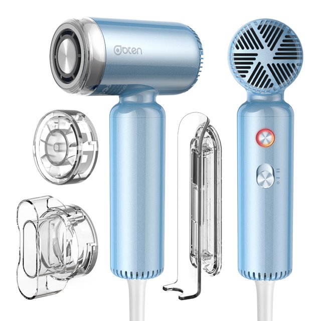 DBTEN Mini secador de pelo de alta velocidad con motor sin escobillas de 110 000 RPM, difusor magnético, tecnología iónica negativa para secado rápido, compacto y ligero para el hogar y viajes (azul)