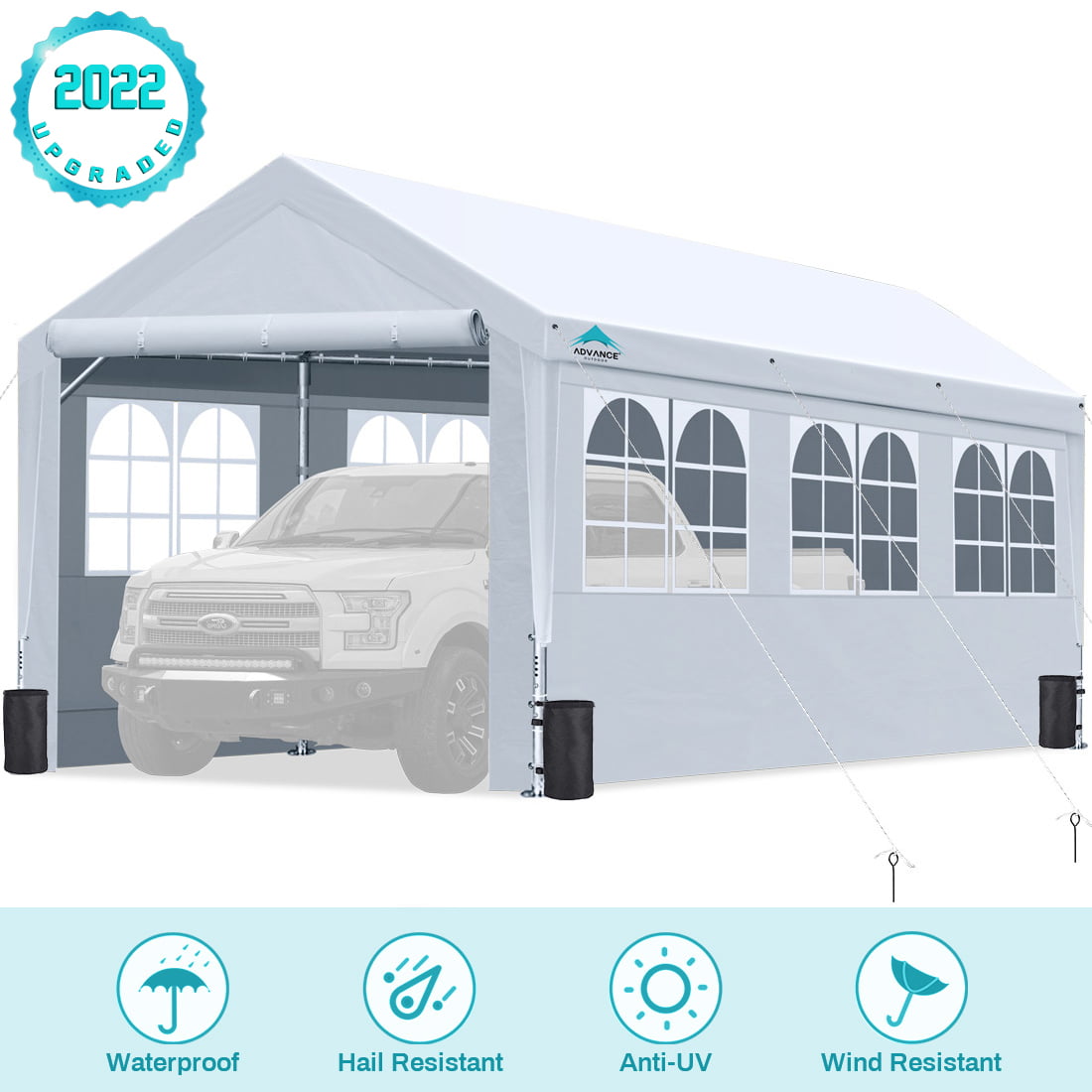 CARAVAN CANOPY CARPORT KIT W/ FRAME WHITE SHELTER SUV BOAT TENT GARAGE STORAGE 