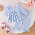 thumbnail image 2 of Futezty Toddler Baby Girl Clothes Soft Cotton Outfits Set Ruffle Sleeve Bowknot Sweatshirts & Flared Pants Cute Home Outdoor 18M-5T, 2 of 6
