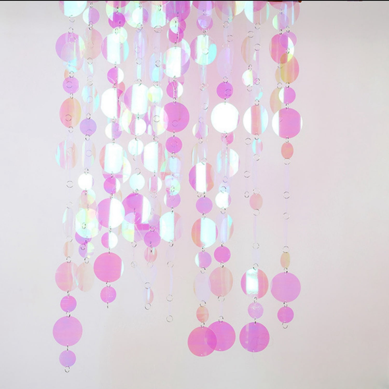 Pink Sequin Beaded Curtains,Iridescent Faux Crystal Bubble Doorway Beads Curtain,Window Door Curtains for Kids Bedroom Room Closet Divider and Wedding Party Backdrop Decoration,20 Pcs,3.3 ft