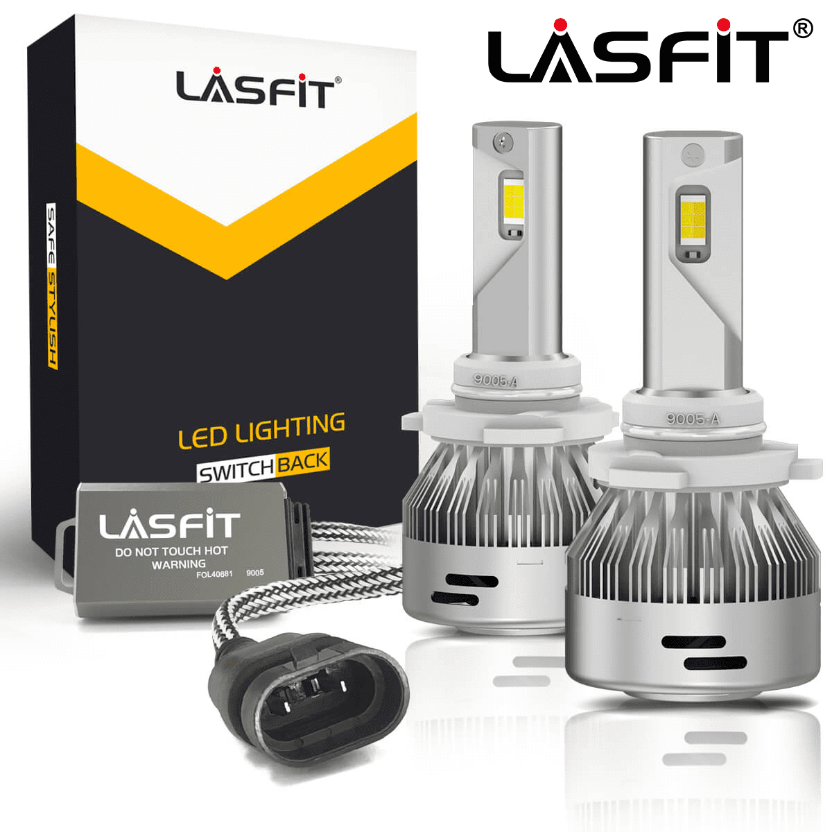 LASFIT 9005 HB3 LED Bulbs 6000K Cool White 60W 6000LM LED Conversion Kits Easy Install Plug & Play Pack of 2 