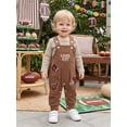 thumbnail image 6 of Loicainy Infant Baby Boy Fall Outfit 3 6 12 18 Months Rugby Crew Neck Long Sleeve Romper and Overalls 2Pcs Clothes Set 0-18 Months, 6 of 9