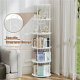 thumbnail image 5 of Flycity 5 Tier Rotate Bookcases, 360° Display Spin Bookcases Corner Shelf with Special Visible Partition Storage, White, 5 of 9