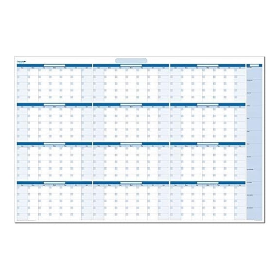 Sky Blue Large Undated Horizontal Yearly Dry-Erase Wall Calendar: No Months Listed - 32 in. x in (BL-MA-NM)