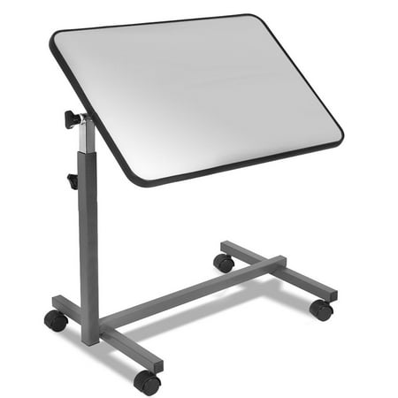 Split Top Overbed Table - Gymax Overbed Rolling Table Over Bed Laptop Tray Tilting Top Gary