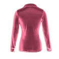 thumbnail image 5 of Penkiiy Women's Solid Button Down Long Sleeve Collar Velvet Shirt Blouse Top L Pink, 5 of 5