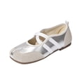 thumbnail image 3 of gzxflxpge Women Retro Spliced Ballet Flat Shoes, Split Toe Design with Crisscross Elastic Strap, Soft Lightweight Slip‑On Casual Walking Footwear Light Gray 7.5（CN-39）, 3 of 8