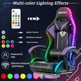 thumbnail image 2 of Hoffree Gaming Chair with Massage PU Leather Office Chair with Footrest and LED Light Ergonomic Gamer Chair Lumbar Support Adjustable Headrest High Back Computer Chair for Home Office, 2 of 9